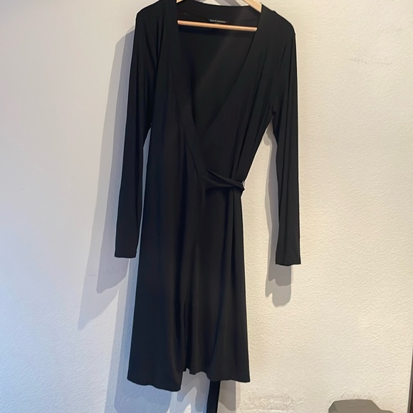 Banana Republic Stretch Jersey Wrap Dress, Black, Size M - Picture 2 of 10